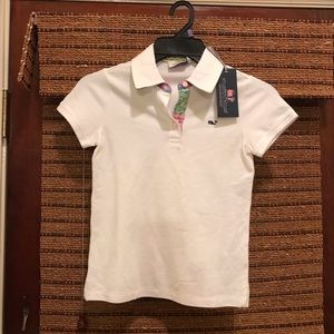Vineyard Vines Girls White Polo Shirt Size S (7/8)